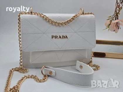 Prad🅰️ Нова Бяла Кожена Дамска Чанта Прад🅰️