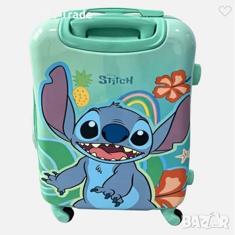 Детски куфар с колелца Mercado Trade, Цвят Зелен, Stitch, снимка 2 - Раници - 54259121
