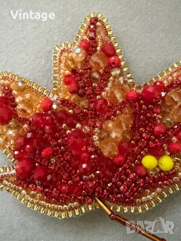 Handmade Разкошна брошка - Есенно листо , снимка 2 - Гривни - 53260437