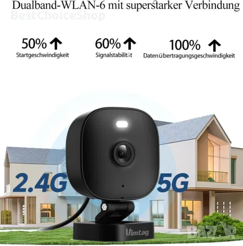 Vimtag 4MP, външна и вътрешна камера, IP66 Водоустойчива, цветно нощно виждане,WiFi, 2-посочно аудио, снимка 7 - IP камери - 55415694