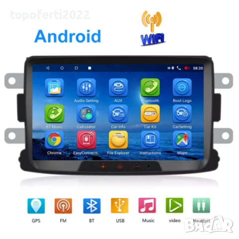 7-инчова Android мултимедия Dacia Duster Logan Sandero Dokker / Renault Captur Lodgy Symbol Carplay, снимка 2 - Аксесоари и консумативи - 55201157