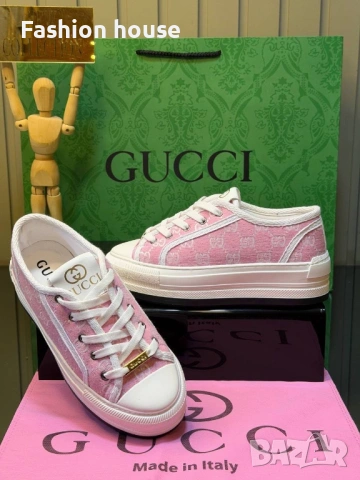 Gucci дамски розови кецове, снимка 2 - Маратонки - 54453708