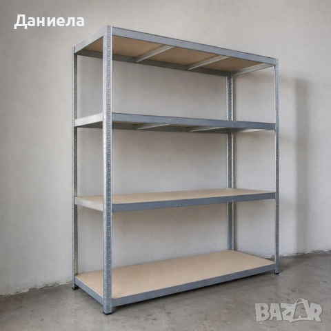 Метален гаражен стелаж HÖGLER 180x160x60 см – 4 рафта, до 1200 кг, поцинкована стомана