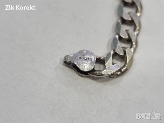 Сребърна гривна тип Панцер, снимка 8 - Гривни - 54345599