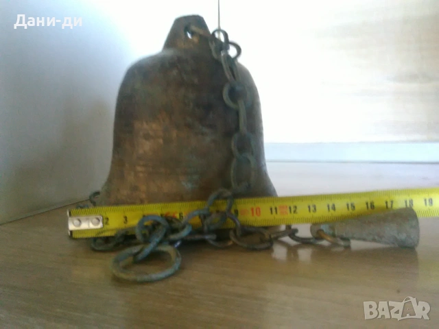 Антикварна голяма масивна месингова камбана със синджири , снимка 5 - Антикварни и старинни предмети - 54591159