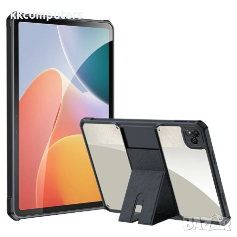 XUNDD калъф за Infinix Xpad – TPU+PC, кожена подставка, Airbag технология, скрийн протектор, черен