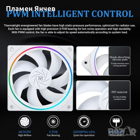 Thermalright AQUA ELITE 360 ARGB V2 Охладител за процесор 360 AIO с 3 PWM вентилатора – бял, снимка 2 - Други - 55105352