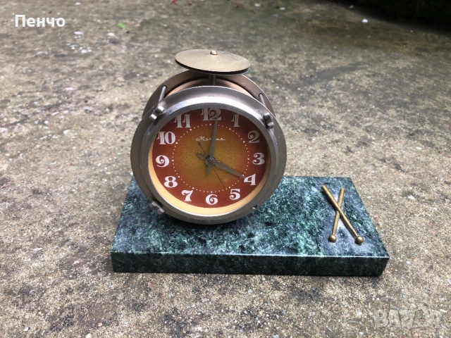 стар настолен часовник МОЛНИЯ - БАРАБАН - рядък