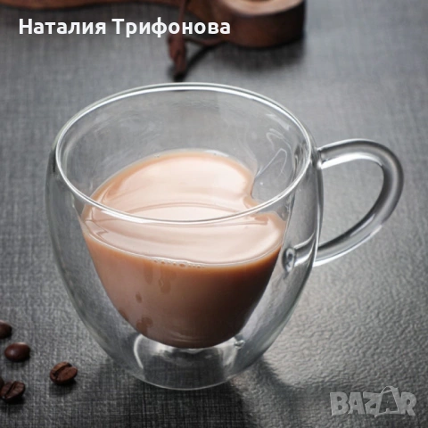 Двустенна стъклена термо чаша във формата на сърце , снимка 7 - Чаши - 54183308