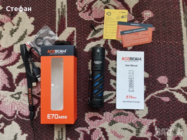 ХИТ ЦЕНА Фенер Acebeam E70 Mini, снимка 5 - Екипировка - 55249695