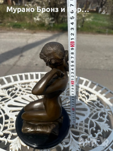 Бронзова скулптура "Коленичила гола девойка" – Paul Ponsard (По Понсар), Арт Деко, 32 см, 4.4 кг, снимка 4 - Антикварни и старинни предмети - 53981937