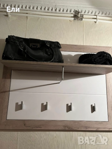 Модулно антре – модерен комплект с гланц бяло и дъб, снимка 5 - Портманта - 54098935
