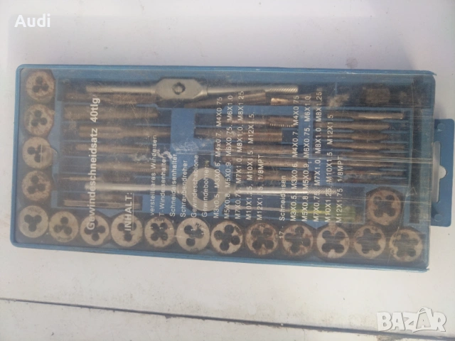 Немски комплект плашки, метчици, въртоци за метрични  вътрешни и външни резби Изработени от закалена, снимка 6 - Други инструменти - 54194034