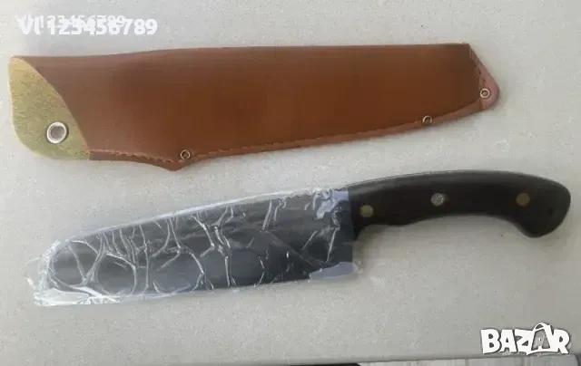 Широк кухненски нож / сатър 180х300 мм ръчно кован, снимка 3 - Ножове - 53950317