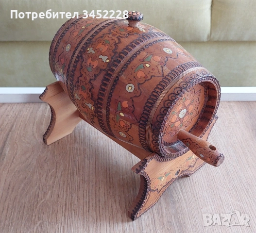 Буре пирографирано дървено ретро за ценители 