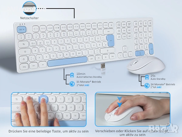 CK620 Wireless Keyboard and Mouse, снимка 2 - Клавиатури и мишки - 54388120