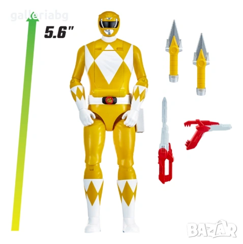 Трансформираща се екшън фигура Power Rangers Yellow Ranger с аксесоари – Auto-Morphin Trini, снимка 4 - Фигурки - 54944353