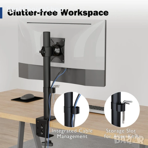 BONTEC стойка за един монитор за екрани 13-34 инча, поддържа до 10 кг, снимка 8 - Други - 54117811