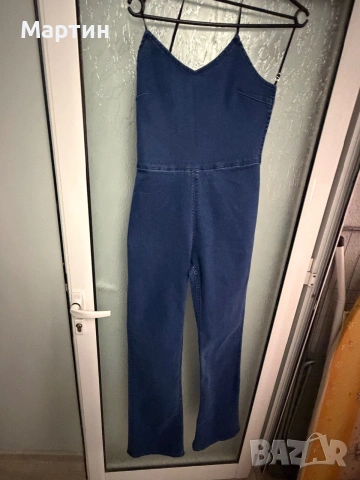 New Bershka women dark blue jean suit 