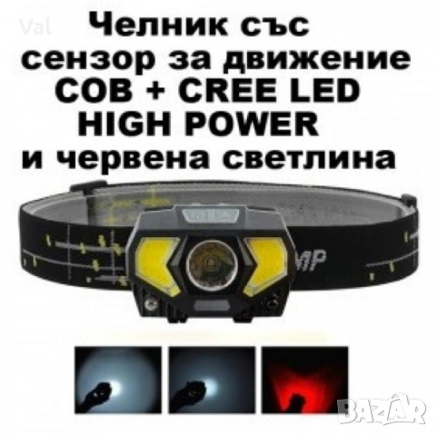 Челник фенер за глава със сензор за движение KX-201 10w USB зареждане, снимка 2 - Други инструменти - 54808237