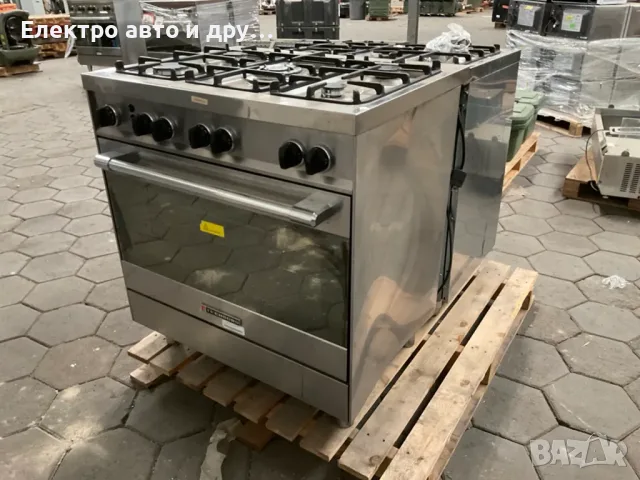 Професионална комбинирана печка TECHNOGAS PTV898XS Газови котлони + Електрическа вентилаторна фурна, снимка 4 - Печки, фурни - 55417966