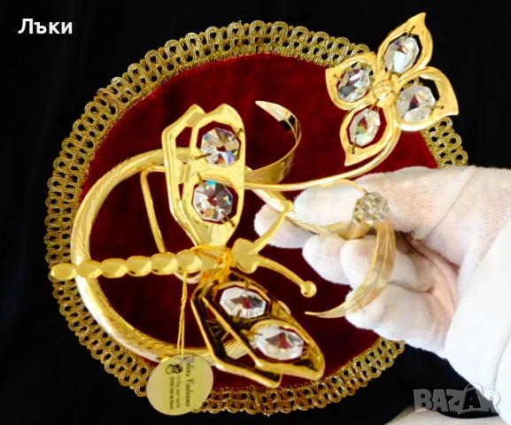 Позлатена фигура Водно конче,Цвете,24 k Gold Plated,кристали. , снимка 8 - Антикварни и старинни предмети - 54989015