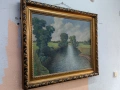 стара маслена картина върху платно с дървена рамка , снимка 3