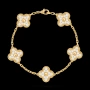 Van Cleef & Arpels VCA 5 Motifs Gold Diamonds Vintage Alhambra Дамска Гривна, снимка 8