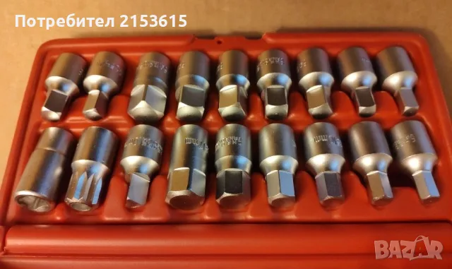 TRIDENT TOOLS 18бр. 3/8" DRAIN PLUG KEY SET вложки камъни комплект, снимка 4 - Други инструменти - 55417621