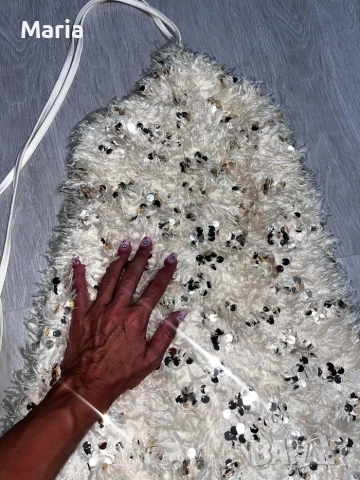 Парти-Коктейлна рокля с пайети,цвят шампанско, снимка 2 - Рокли - 54920437