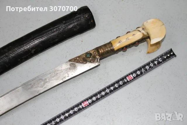 Османски ятаган автентичен моржов зъб, снимка 3 - Антикварни и старинни предмети - 55542221