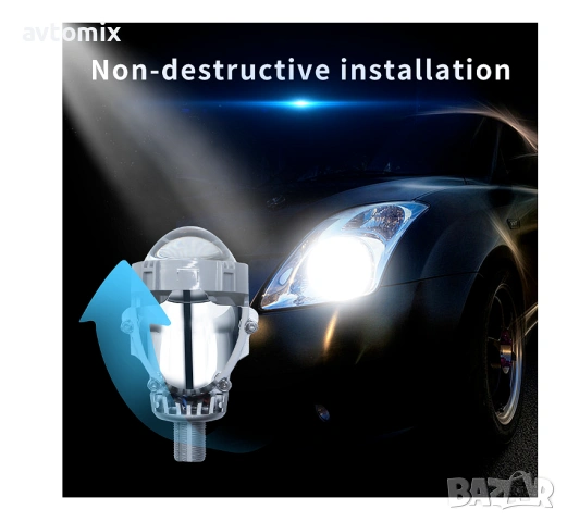 Bi-LED лупи за вграждане във фарове с къси и дълги светлини 2.5"инча 80W 7000lm 12V, снимка 4 - Аксесоари и консумативи - 54344144