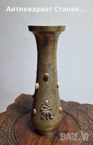 Месингова ваза ръчно декорирана, снимка 2 - Вази - 54032786