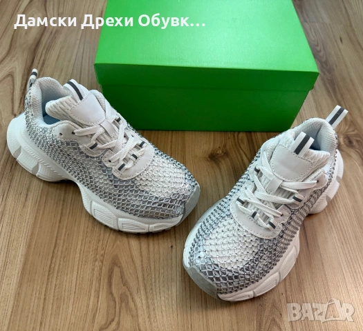 Дамски бели маратонки с камъни , снимка 7 - Маратонки - 55144653