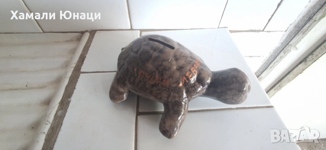 Ръчно изработена керамична касичка във формата на костенурка, снимка 2 - Декорация за дома - 54797817