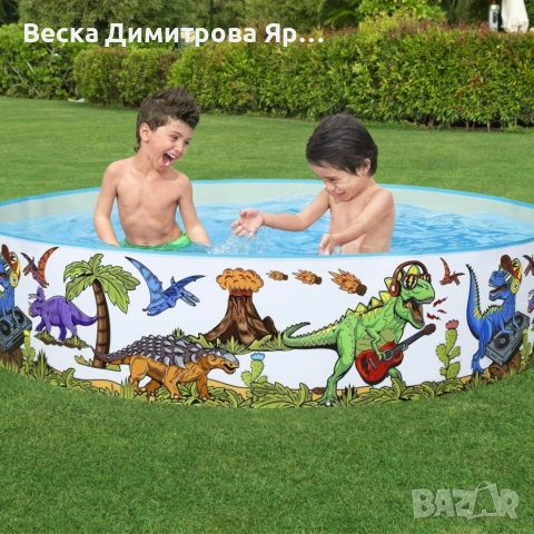 Детски градински басейн с динозаври, 1,83 м х 38 см, саморазгъващ се, 2+ години, снимка 6 - Басейни и аксесоари - 54933713