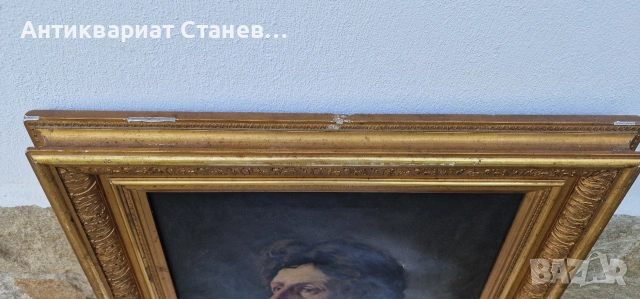 Стара маслена картина мъж с лула, снимка 7 - Картини - 54810962