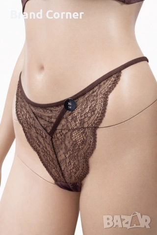 Комплект бельо Hunkemöller – сутиен 75C и бикини XL, дантела в тъмнокафяв цвят, снимка 7 - Бельо - 54516899