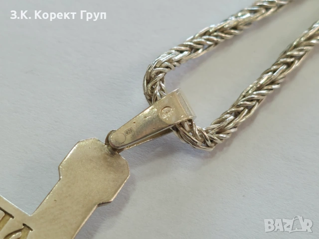 Сребърен синджир с кръст 925 / Каралска плетка / 26,51 гр., снимка 7 - Колиета, медальони, синджири - 54426939