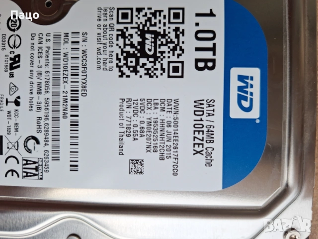 WD 1 TB   HDD, снимка 4 - Твърди дискове - 54394709