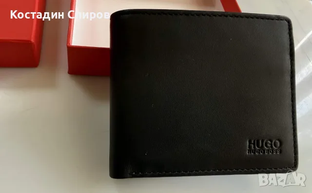 Черен мъжки кожен портфейл HUGO BOSS, снимка 7 - Портфейли, портмонета - 55230526