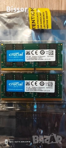 Продавам кит памет за лаптоп 32GB DDR4 3200 Crucial SODIMM 2 x 16GB 