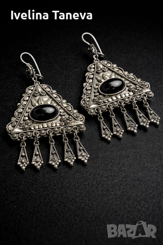 💎 Винтидж сребърни обеци 925 – масивни, етно стил, снимка 2 - Обеци - 53975983