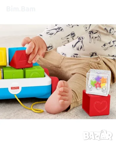 Бебешка количка с кубчета за дърпане Fisher Price, снимка 6 - Образователни игри - 55408850