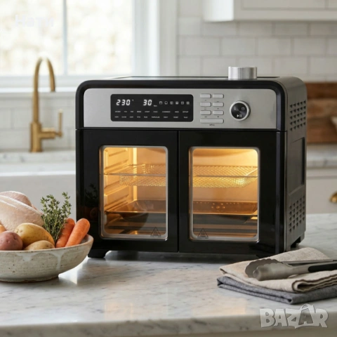 Комбиниран фритюрник с горещ въздух и фурна XXL 28 литра - здравословно готвене за цялото семейство, снимка 4 - Фритюрници - 54023616