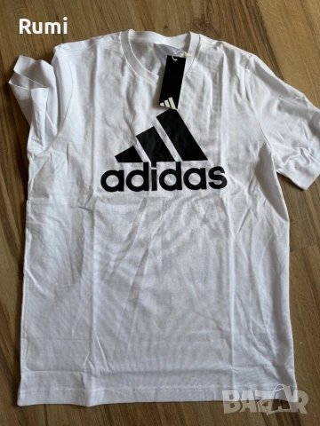 Нова оригинална Бяла мъжка тениска Adidas Big Logo Essentials! M,L