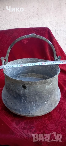 Стар бакърен медник 12л, снимка 4 - Антикварни и старинни предмети - 54600652
