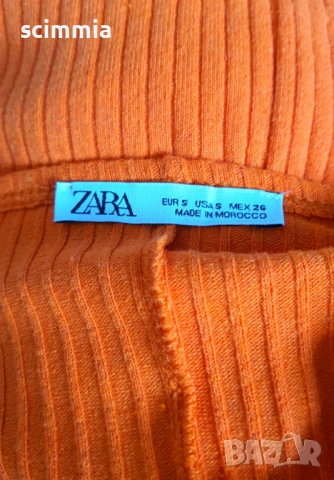 Zara оранжева рипсена миди рокля размер S дамска bodycon рокля, снимка 6 - Рокли - 54803826
