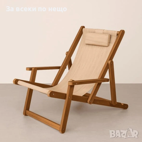 Сгъваем дървен шезлонг, 66.5*103.5*65 см – 66.5*105*83 см Код P2804, снимка 2 - Градински мебели, декорация  - 55227864
