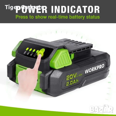 WORKPRO 20V 2.0Ah Li-Ion батерия – акумулаторна батерия за WORKPRO инструменти, снимка 5 - Други инструменти - 54453723